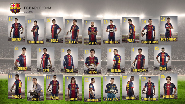 Обои картинки фото fc, barcelona, 2012, 13, спорт, футбол, игроки, команда