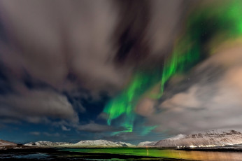 Картинка природа северное+сияние небо звезды северное сияние норвегия облака горы