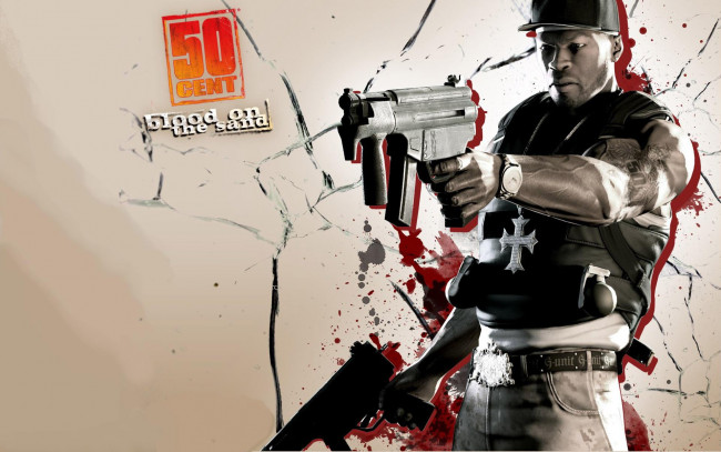 Обои картинки фото видео игры, 50 cent,  blood on the sand, 50, cent, крест, оружие, кровь