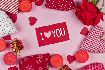 Картинка праздничные день+святого+валентина +сердечки +любовь свечи сердечки открытка роза