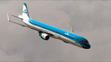 обоя airbus a321-200 klm, авиация, пассажирские самолёты, самолет, полет, небо