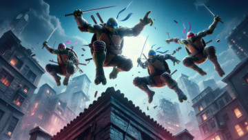 обоя 3д, 3д графика, мультфильмы,  кино,  видео игры, tmnt