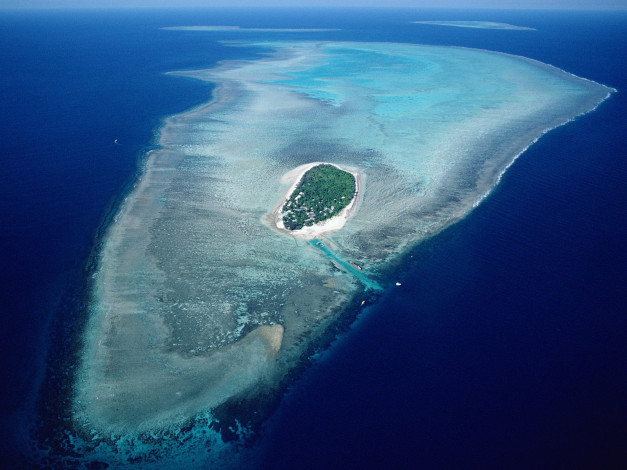 Обои картинки фото большой, барьерный, риф, австралия, природа, моря, океаны, море, остров