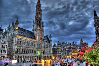 обоя города, брюссель, бельгия, площадь, ратуша, европа