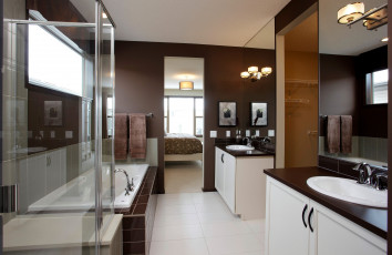 Картинка интерьер ванная туалетная комнаты раковина зеркала ванна