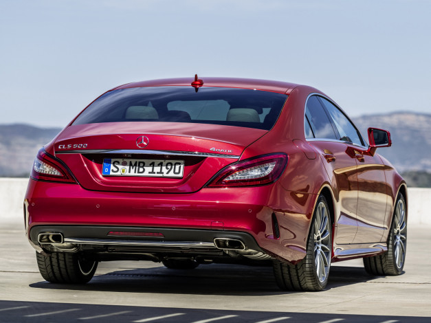 Обои картинки фото автомобили, mercedes-benz, sports, cls, 500, 4matic, amg, красный, 2014г, с218, package