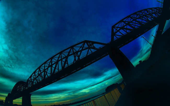 Обои картинки фото города, - мосты, облака, мост, ночь