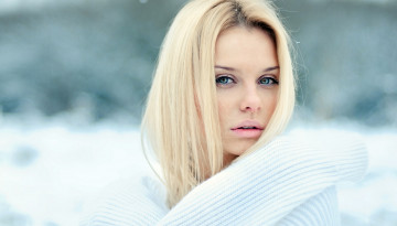 Картинка девушки -unsort+ лица +портреты снег свитер лицо блондинка