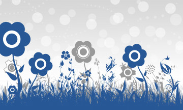 обоя векторная графика, цветы , flowers, фон, серый, синий, цветы