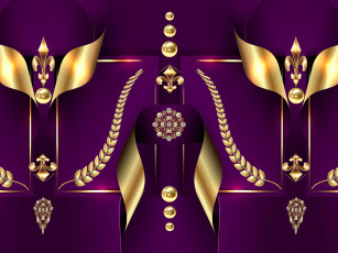 обоя 3д графика, абстракция , abstract, gold, design, pattern, purple, background