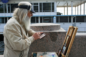 Картинка мужчины -unsort седина борода мольберт художник