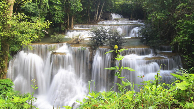 Обои картинки фото forest stream cascades, thailand, природа, водопады, forest, stream, cascades