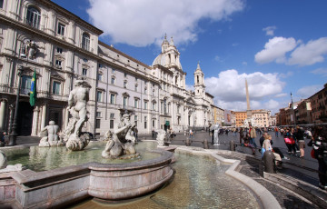 Картинка пьяцца навона рим города ватикан италия здания стела фонтан площадь