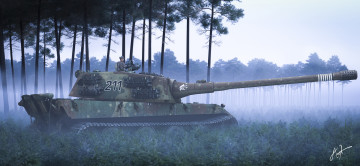 обоя рисованные, армия, деревья, танк
