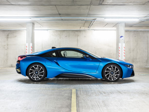 обоя автомобили, bmw, 2014г, uk-spec, i8, синий