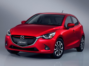 Картинка автомобили mazda 2014г demio красный