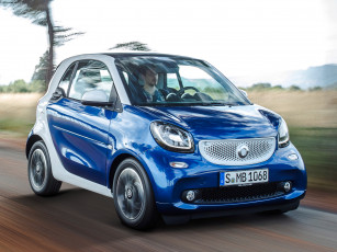 обоя автомобили, smart, синий, 2014г, c453, coupе, passion, fortwo