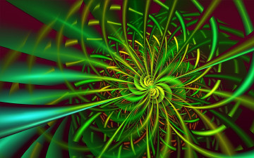 Картинка 3д+графика фракталы+ fractal кружение линии полосы зеленый