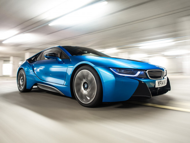 Обои картинки фото автомобили, bmw, i8, синий, 2014г, uk-spec