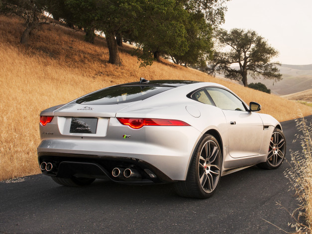 Обои картинки фото автомобили, jaguar, coupе, f-type, r, 2015г, светлый, us-spec