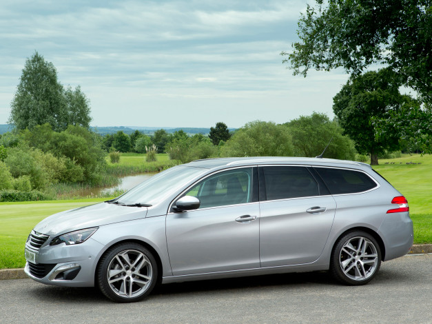 Обои картинки фото автомобили, peugeot, sw, серый, 2014г, uk-spec, 308