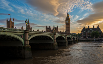 Картинка westminster+bridge+to+big+ben города лондон+ великобритания река мост башня часы