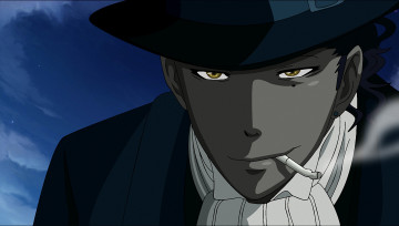 Картинка аниме +gray-man noah сигарета шляпа дым tyki mikk взгляд