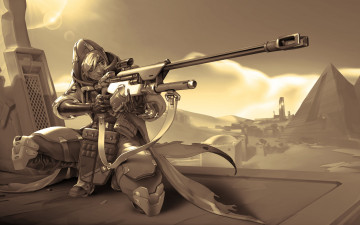 Картинка видео+игры overwatch стрелок оружие bounty hunter ana amari пирамиды