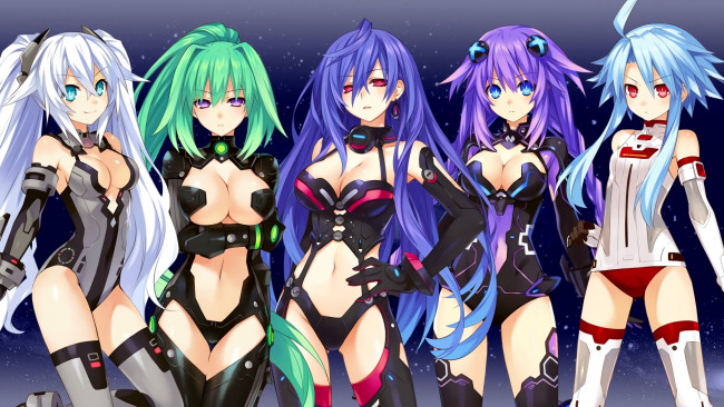 Обои картинки фото аниме, hyperdimension neptunia, девушки