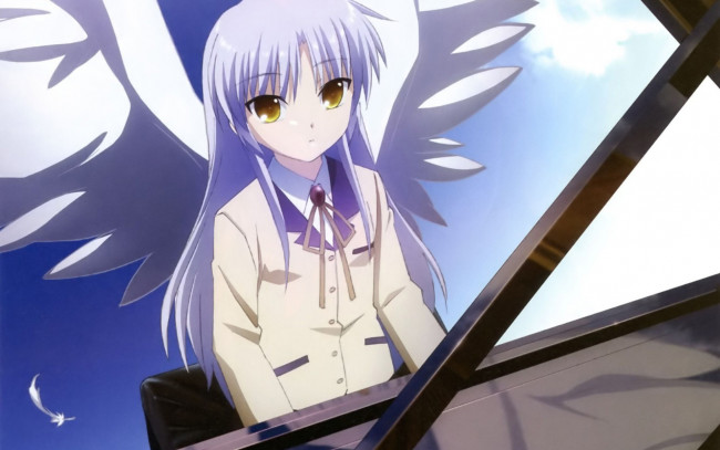 Обои картинки фото аниме, angel beats, фон, взгляд, девушка