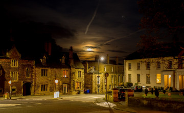 Картинка англия города -+огни+ночного+города здания ночь дорога машины фонари