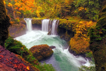 Картинка природа водопады осень листопад водопад