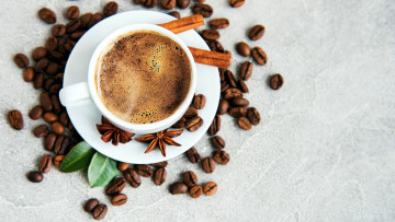 Картинка еда кофе +кофейные+зёрна корица зерна анис