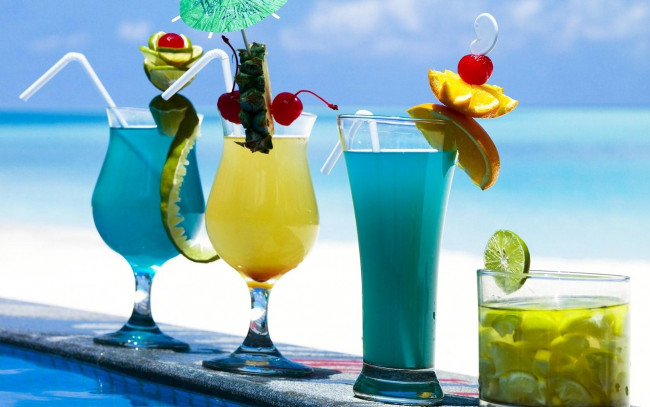 Обои картинки фото еда, напитки,  коктейль, коктейли, тропические