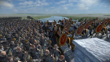 обоя видео игры, total war,  rome remastered, армии, река, мост, бой