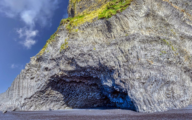 Обои картинки фото halsanefshellir cave, vik, iceland, природа, горы, halsanefshellir, cave