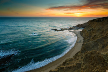 Картинка природа побережье океан закат скалы