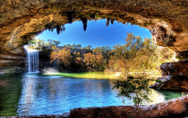 Обои картинки фото lake, hamilton, in, texas, природа, водопады, арка, водопад, озеро