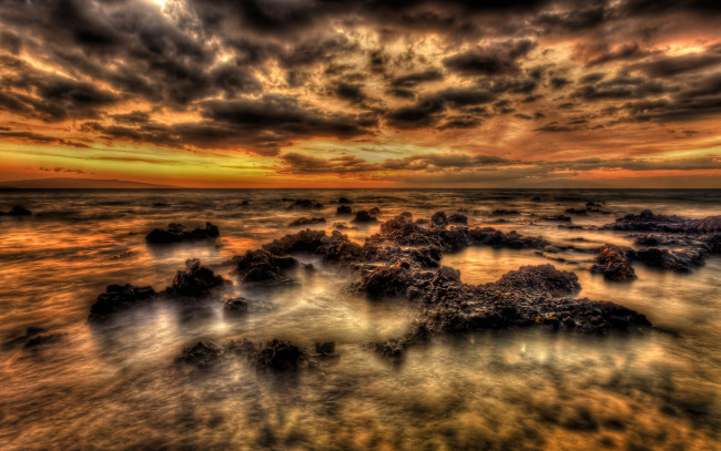 Обои картинки фото maui, sunset, природа, побережье, закат, океан, отлив