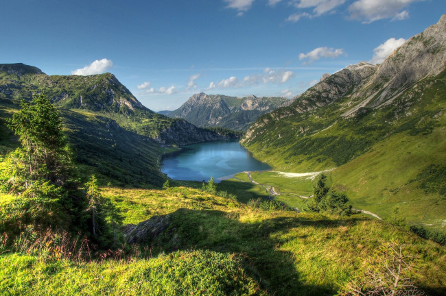 Обои картинки фото природа, реки, озера, горы, горное, озеро, пейзаж, austria, австрия