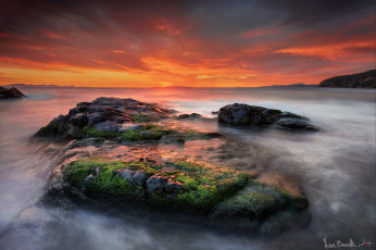 Картинка природа восходы закаты выдержка море камни закат небо