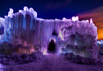 Картинка природа айсберги+и+ледники ночь арка зима лед краски свет