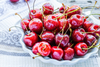Картинка еда вишня +черешня ягоды капли красный вишни