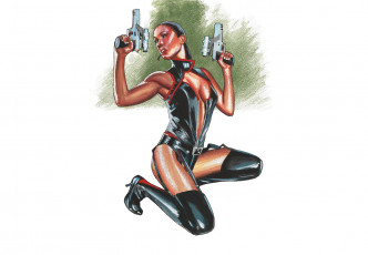 Картинка рисованное комиксы фон девушка пистолет микрофон