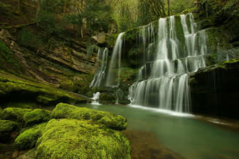 Картинка природа водопады роток скала лес