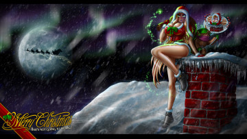 Картинка праздничные рисованные рождество снег взгляд труба упряжка фон девушка