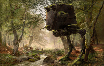 Картинка фэнтези _star+wars будущее робот лес животные star wars