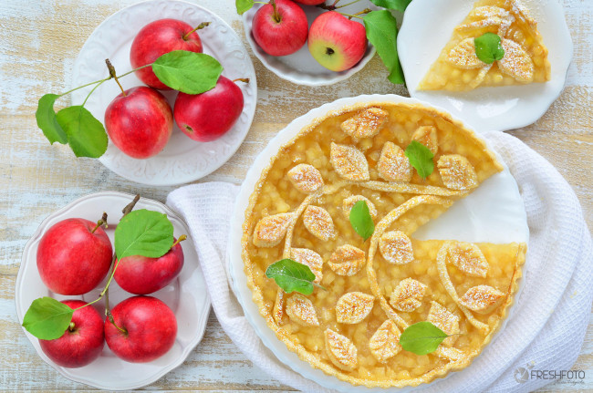 Обои картинки фото еда, пироги, яблоки, пирог, декор, выпечка