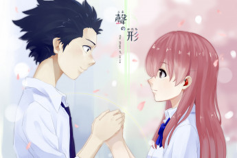 обоя аниме, koe no katachi, фон, взгляд, девушка