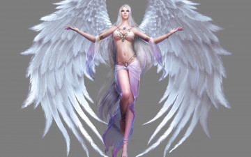 обоя видео игры, forsaken world, девушка, ангел, крылья, украшения